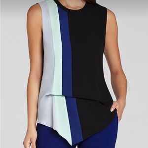 BCBGMaxAzria Brea Color Blocked Draped Sleeveless Top
